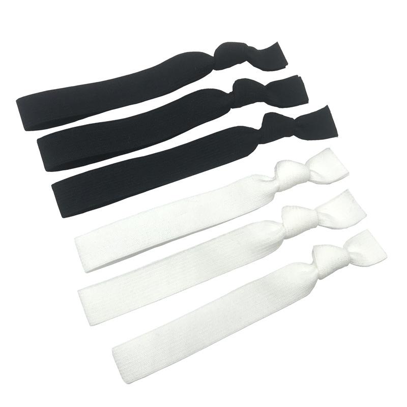 

100 шт. черно-белых 1,2 см плоских эластичных резинок для волос с узлом для поделок своими руками чёрный