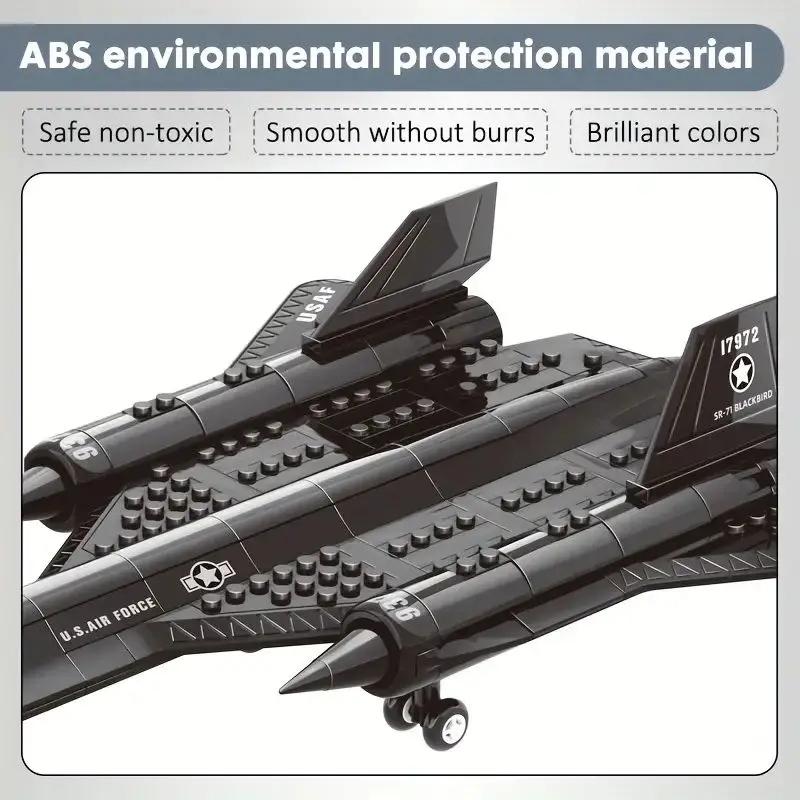 Non-Toxic Military Technical Usa Sr71 Blackbird Stealth Supersonic Reconnaissance Aircraft Building Blocks Fighter Model Brick Kids Toys