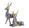 Resin Deer Showpieces For Home Décor, Hiran Statue, Grey & Golden - 8.5 Inch