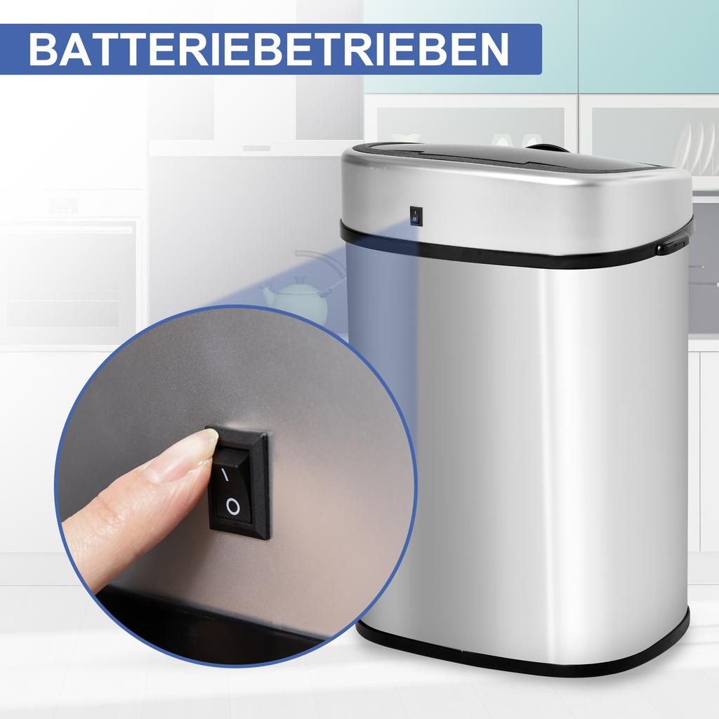 Stainless Steel Kitchen Sensor Dustbin Automatic Touchless Rubbish Garbage Waste Bin 48L Silver