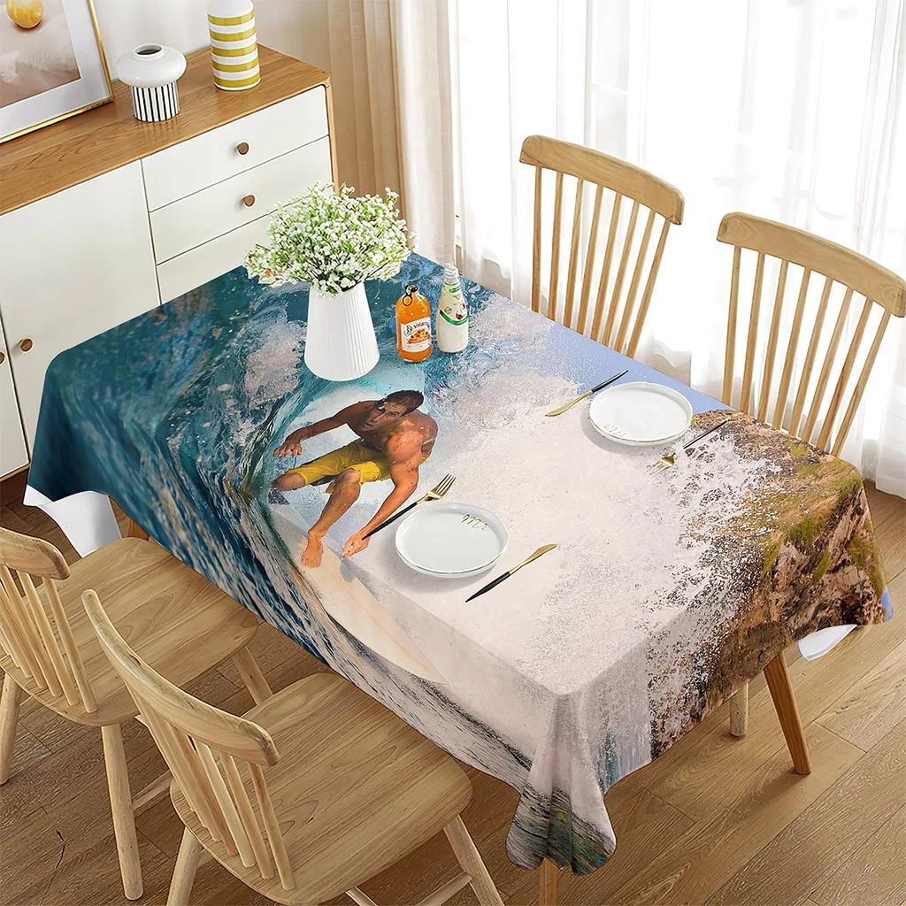 Surfing Extreme Outdoor Sport Pattern Tablecloth Rectangular Tablecloth Dining Room Banquette Kitchen Outdoor Picnic Decoration
