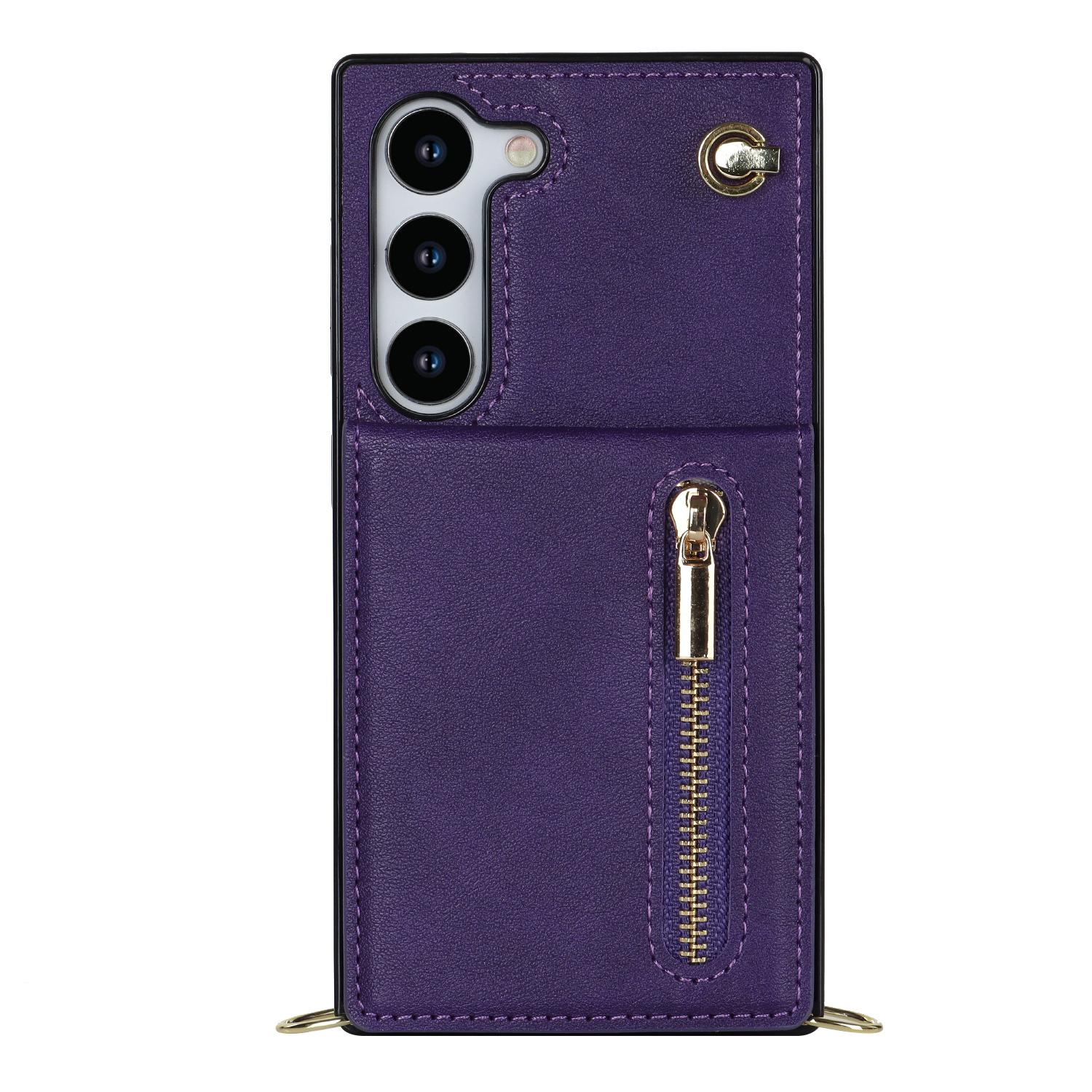 

Кошелек на молнии с несколькими картами и длинный висящий чехол для телефона на веревке для серии iPhone Samsung Galaxy S9 S10 S20 S21 S22 S23 Note9 Note10 Note20... Samsung Galaxy Note9 фиолетовый