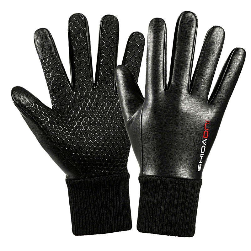Leaky two-finger leather thermal leather gloves
