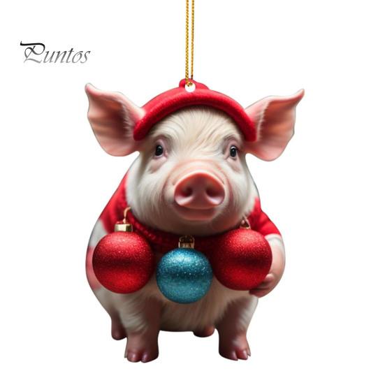 Kalėdinis pakabukas, žavingas animacinis Kiaulės formos Kalėdų eglutės kabantis papuošalas šventiniam namų dekoravimui