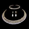 Bridal Pearl Full Diamond Necklace Necklace Diamond Imitation Pearl Bracelet Earrings Necklace Set Women