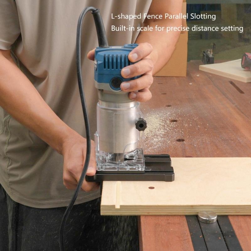 Guide Roller Slotting Attachment with Clear Base and Metal Body for Grooving Work, Guided Contact, Workshop Use, and Trim Work Support