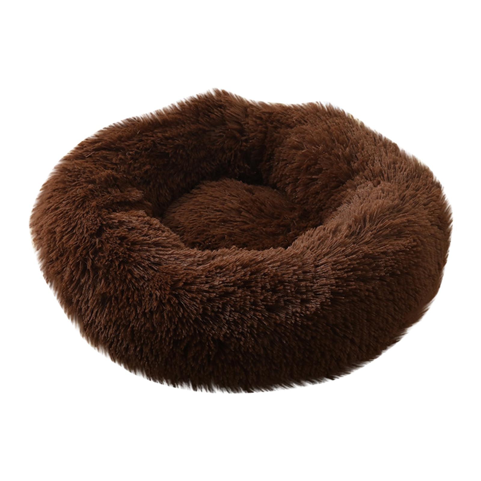 

Removable And Washable Dog Bed Plush Round Bed Pet Bed Pet Supplies 40 кавовий