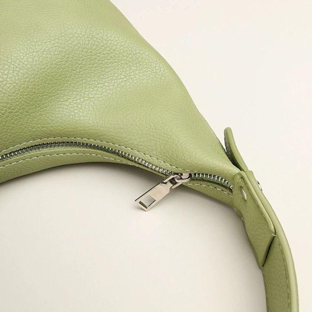 Portable Large Capacity PU Hobo Bag Solid Color Korean Style Shoulder Bag Handbag Fashion Design French Style Handbag Shopping