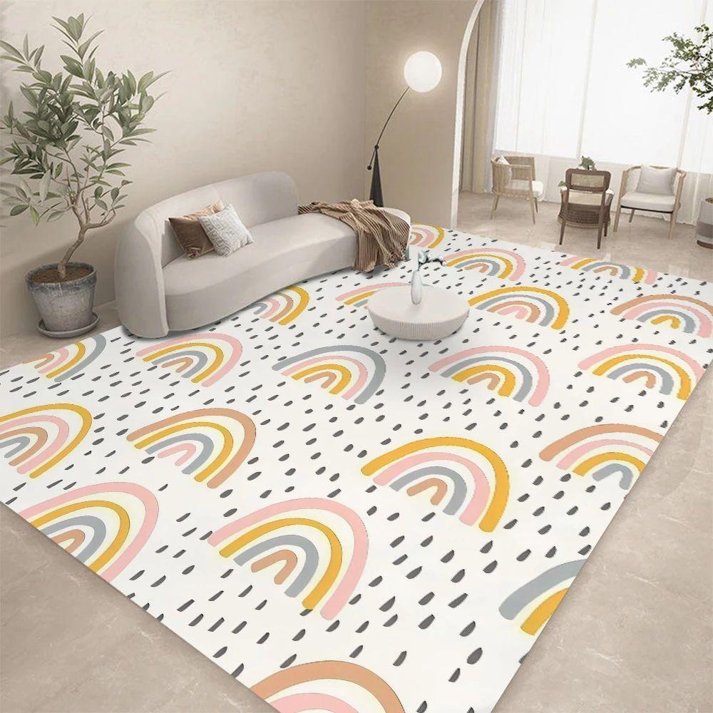 

Printed Carpet Mats Anti-slip Machine Washable Flannel Rugs For Home Living Room Children s Play Mats living 100x160CM (3.3X5.3FT