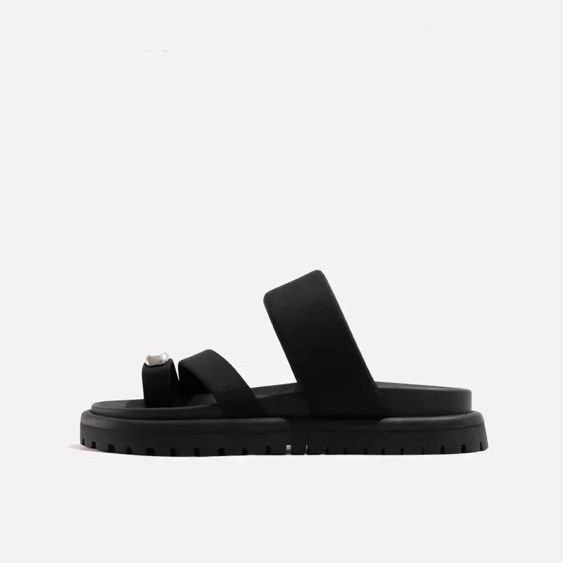 Fashion House Slippers Platform Rubber Flip Flops Women Luxury Shoes Pantofle Low Slides Hawaiian Designer Flat 2024 Soft Summer Hoof He