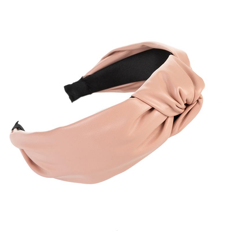 PU Leather Cross Knotted Headbands Top Knot Pu Hairbands Mothers Daughters Hair Accessories for Girls and Women