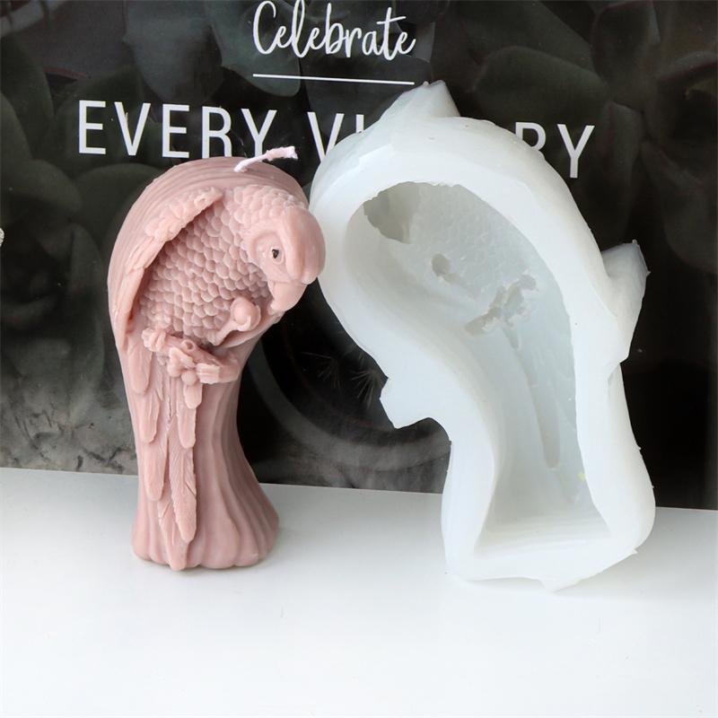 Animal Owl Bird Parrot Feathery Birds Silicones Mold DIY Standing Parrot  Bird Candle Mold  Animal Desktop Ornament Gypsum Mold