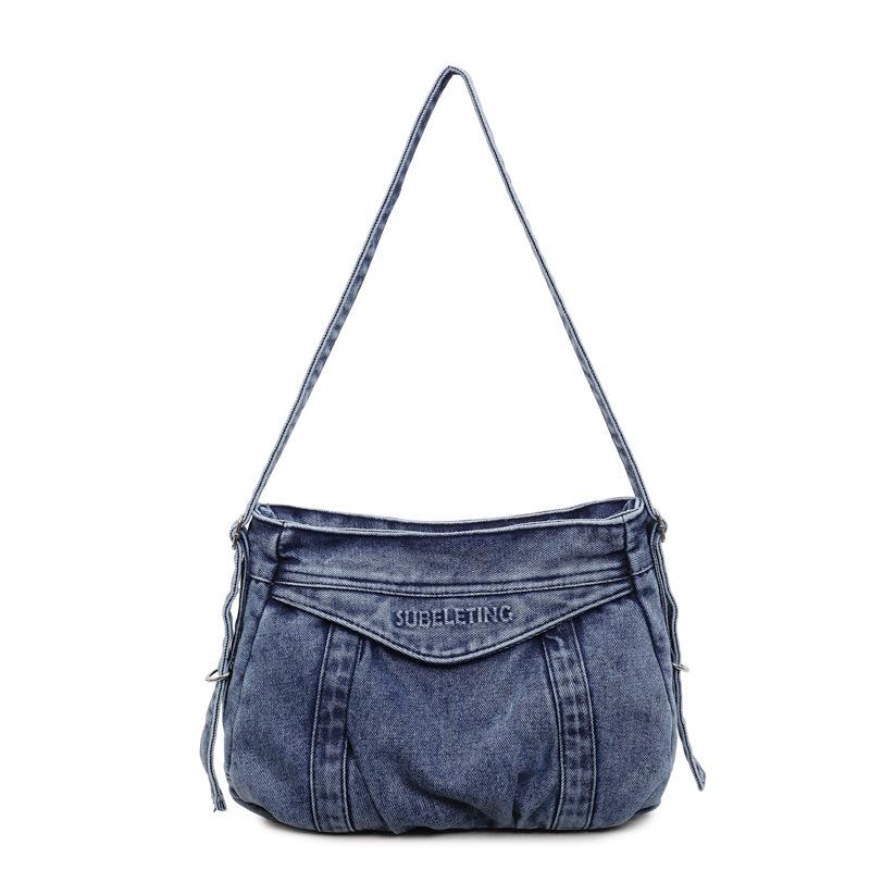 Джинсовая Сумка Через Плечо Женская Большая Вместительная Сумка на Плечо