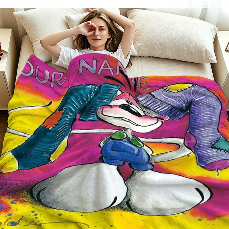 1PC Diddl Custom Name Patterned Flannel Blanket Suitable For All Seasons for Home Decor Warmth and Comfort Gifts Holiday Present