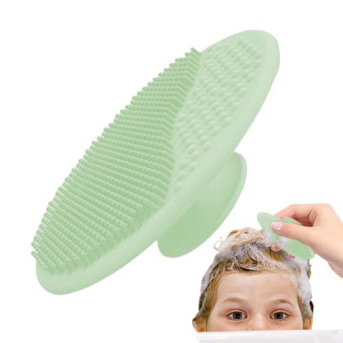 Baby Head Scrubber - Baby Shampoo Brush | Soft Silicone Scalp Comb for Cradle Cap Cleaning, Massage Tool with Suction Cup