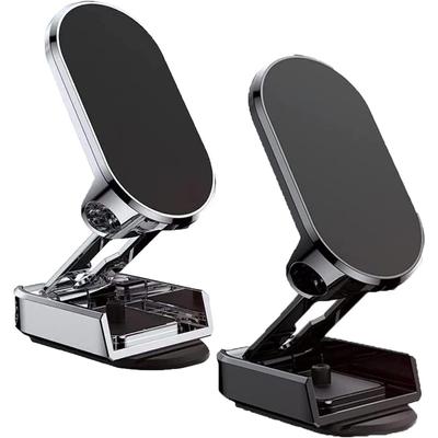 Foldable Metal Car Phone Holder,720° Rotatable Strong Magnetic Flip Holder,Universal Dashboard Car Holder,Magnetic Mobile Phone Holder