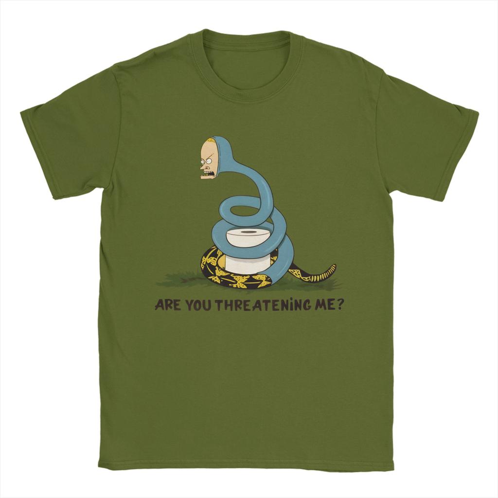 Men TShirts Are You Threatening Me Beavis and ButtHead Casual Cotton Tees Short Sleeve T Shirts Crew Neck Clothes Adult