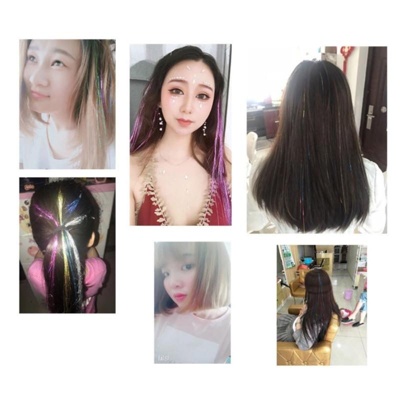 Synthetic Hair Extension Kit Glitter Hair Strands With Secure Clips Natural Shine PET For Long Lasting Wear