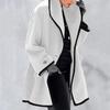 Cappotto da donna in tinta unita allentato con bottone singolo, spesso, caldo, a maniche lunghe, con cappuccio, in lana, capispalla invernale femminile