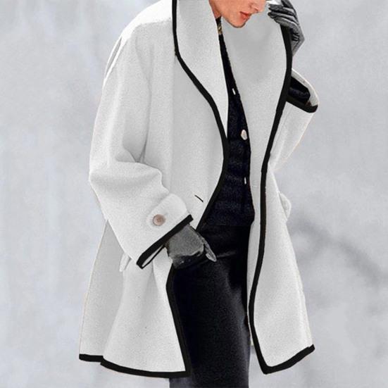 Cappotto da donna in tinta unita allentato con bottone singolo, spesso, caldo, a maniche lunghe, con cappuccio, in lana, capispalla invernale femminile