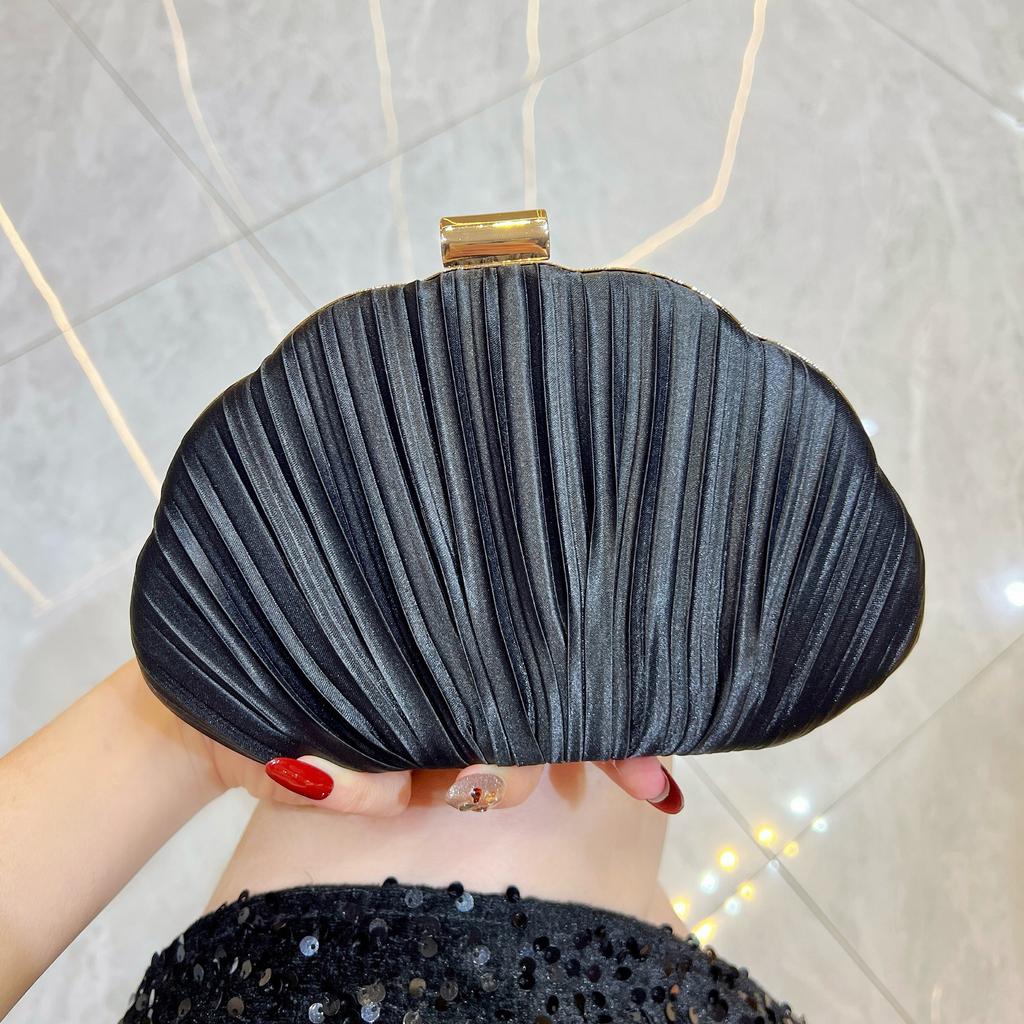 Hand-held Shell Bag - Simple Pleated Crossbody Bag for Ladies, Small Handbag