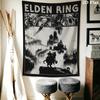 Elden Ring Wandteppich Ästhetischer Wandbehang Bedruckter Stoffdecke Dekorative Wandteppiche für Schlafzimmer Wohnzimmer Heimdekoration