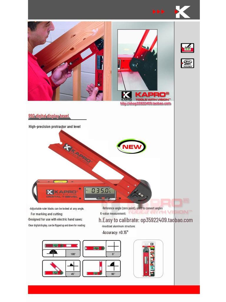 KAPRO 992 High Precision Digital Protractor and Spirit Level