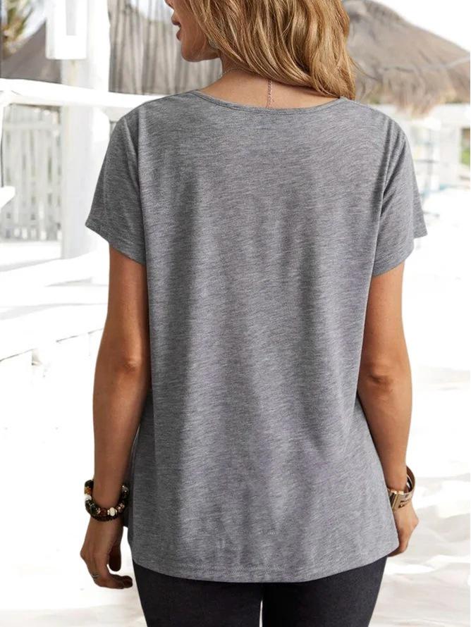 Tops Femininos Casuais de Moda Cor Sólida Manga Curta Primavera/Verão 2025