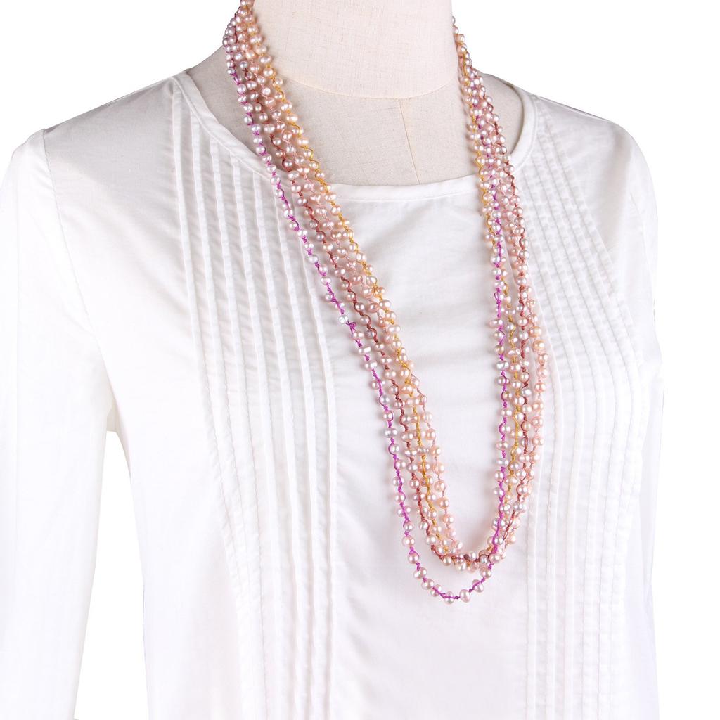 KELITCH Choker, Elegant Long Pearl Necklace for Women, Simple Design, Perfect for Weddings (Yellow)