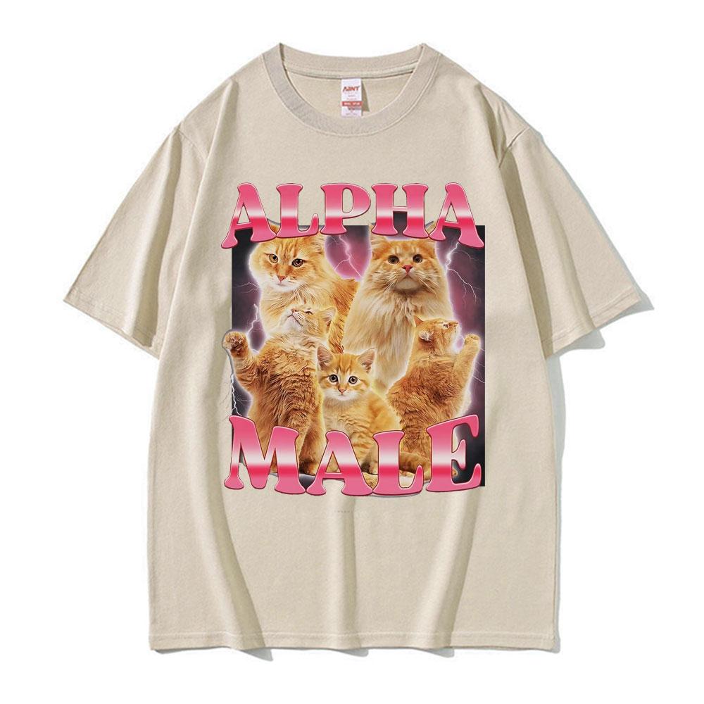 

Alpha Male Cat Kitten Funny Meme T Shirt Men Women s Clothing Fashion Cute T-shirt Male Cotton Casual Short Sleeve T Shirt Tops 4XL