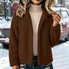 Women's Color Lined Zip Up Cardigan Loose Fit Fall Winter Jacket
