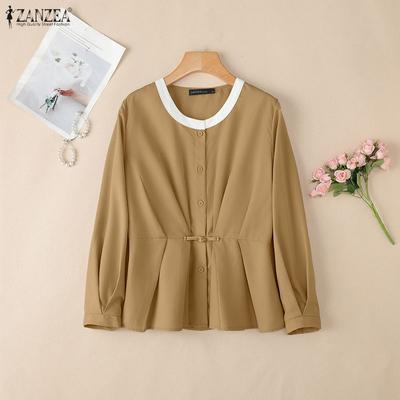 Lässige Bluse mit Rundhalsausschnitt und langen Ärmeln für Damen