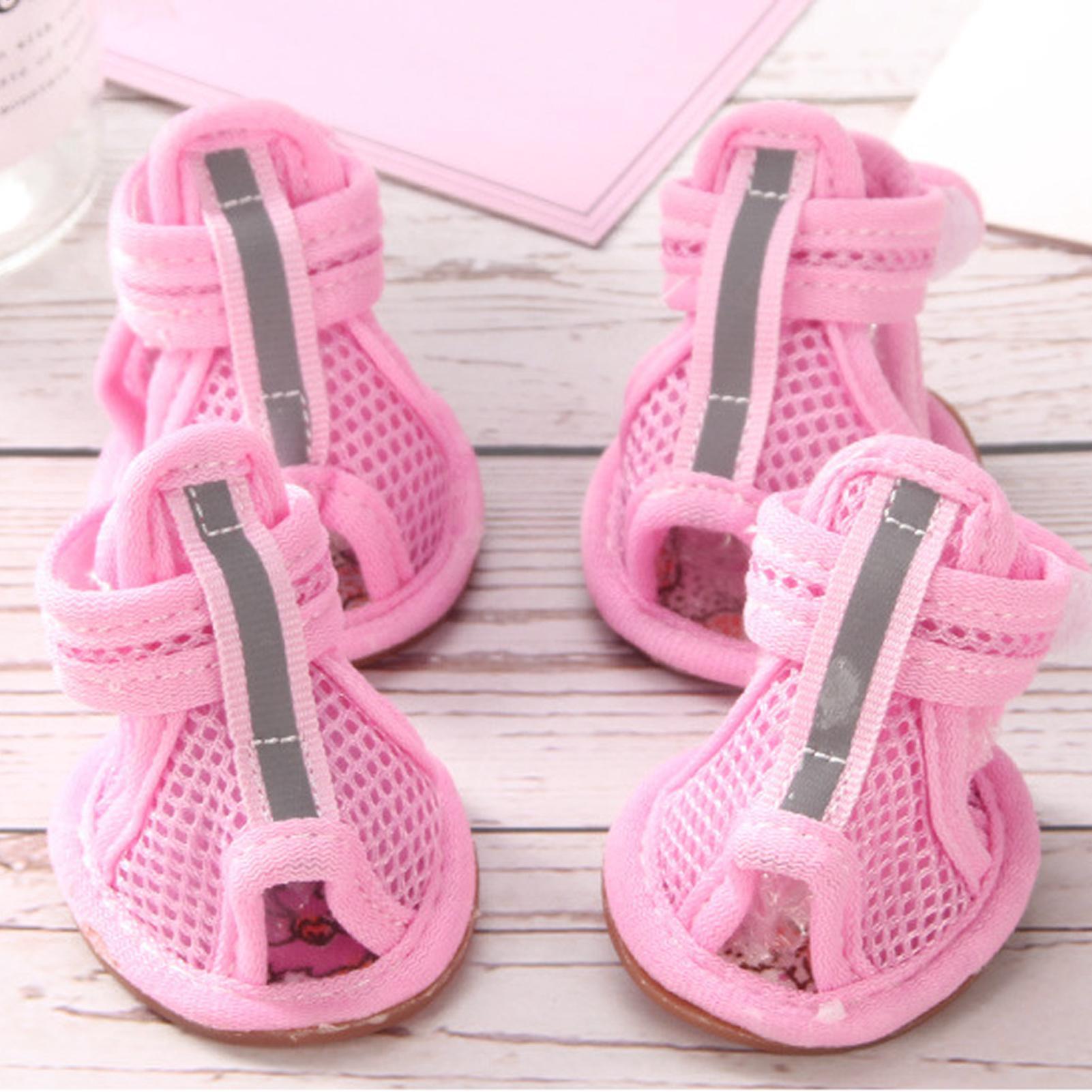 

Puppy Shoes 4 Pieces Large Dog Shoes Puppy Boots Pet Supply For Night Hiking Daily Home Garden Park Outdoor Floor Travel розовый