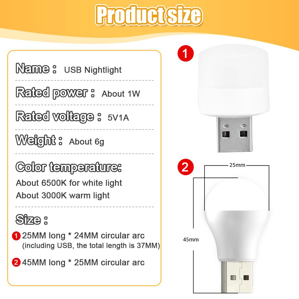 1/5pcs Usb Plug Night Light Mini Led Lamp Computer Mobile Power Charging Reading Eye Protection Light Usb Charging Light Bulb