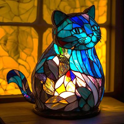 Colorful Stained Resin Light Cat Horse Animal Night Elephant Dolphin Lion Cock Owl