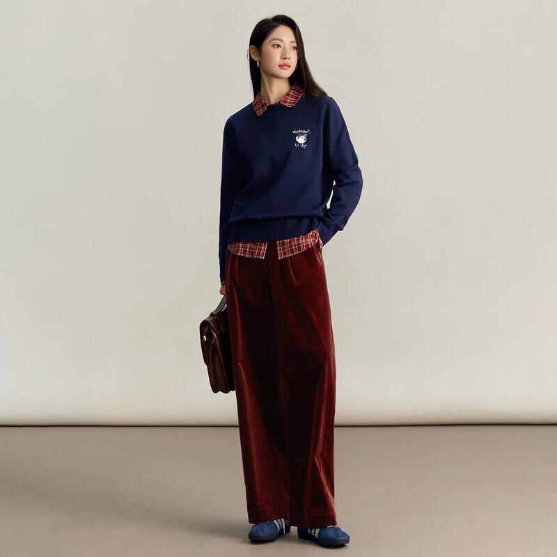 INMAN Women's Embroidered Pullover Knit Sweater