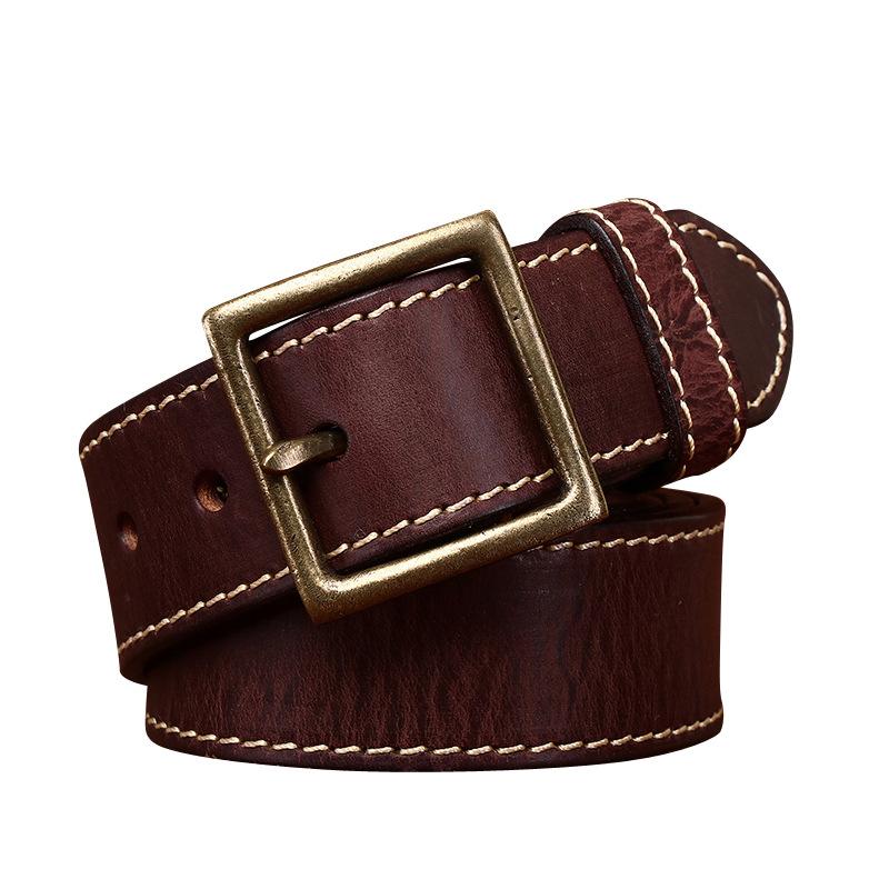 Widened And Thickened First Layer Cowhide Belt Men'S Genuine Leather Pin Buckle Washed Retro Casual Trendy Jeans Belt Men'S