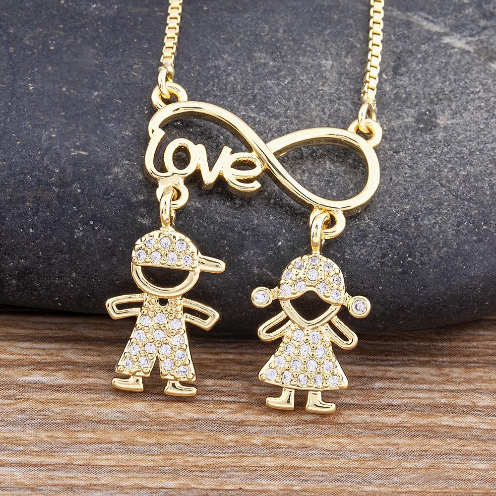 

Nidin New Trendy Boy And Girl Love Letter Charm Pendant Necklaces For Women Fashion Versatile Fine Jewelry Mother s Day Gifts