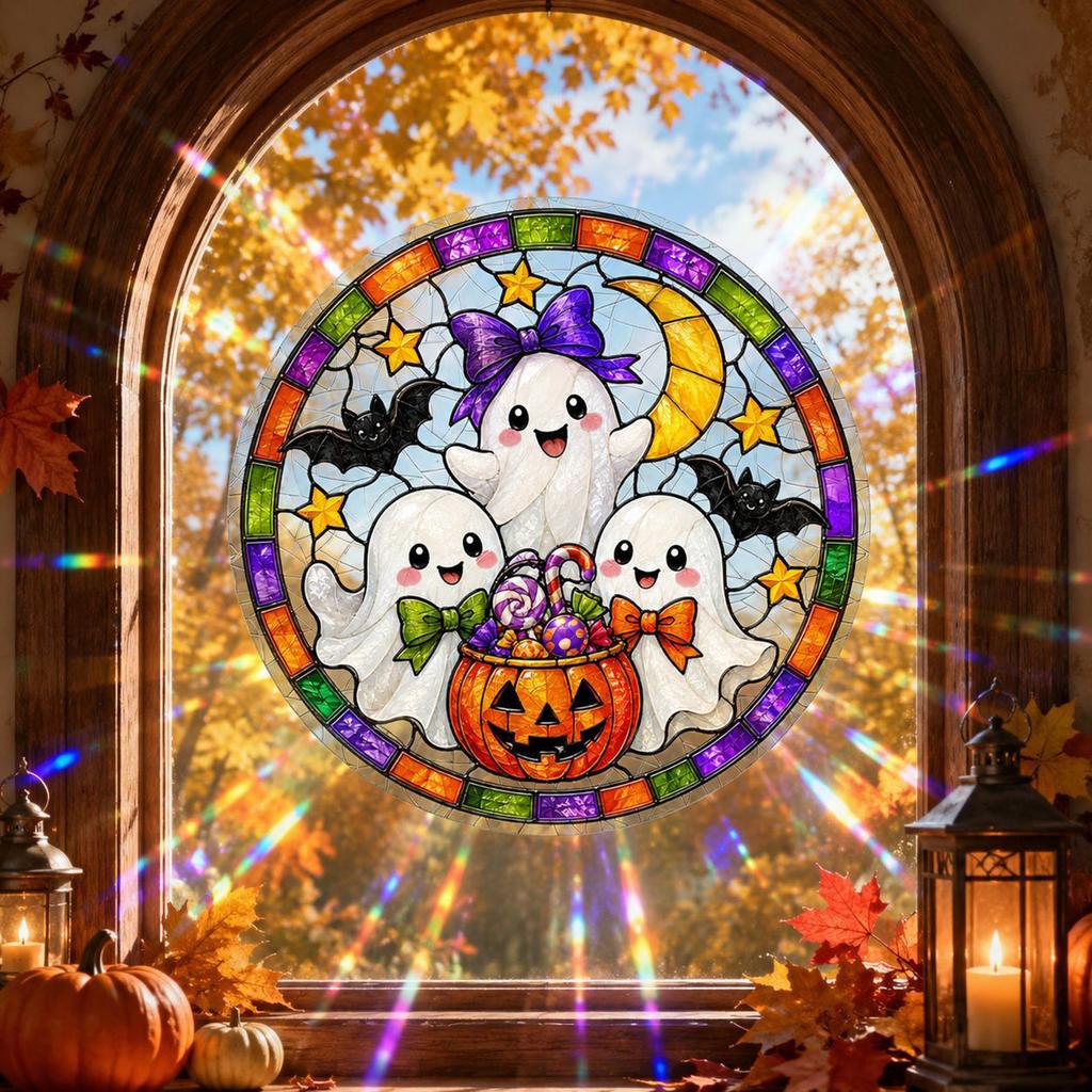 Halloween Pumpkin Static Cling Window Stickers for Glass - Colorful Decorative Window, 3030 Cm
