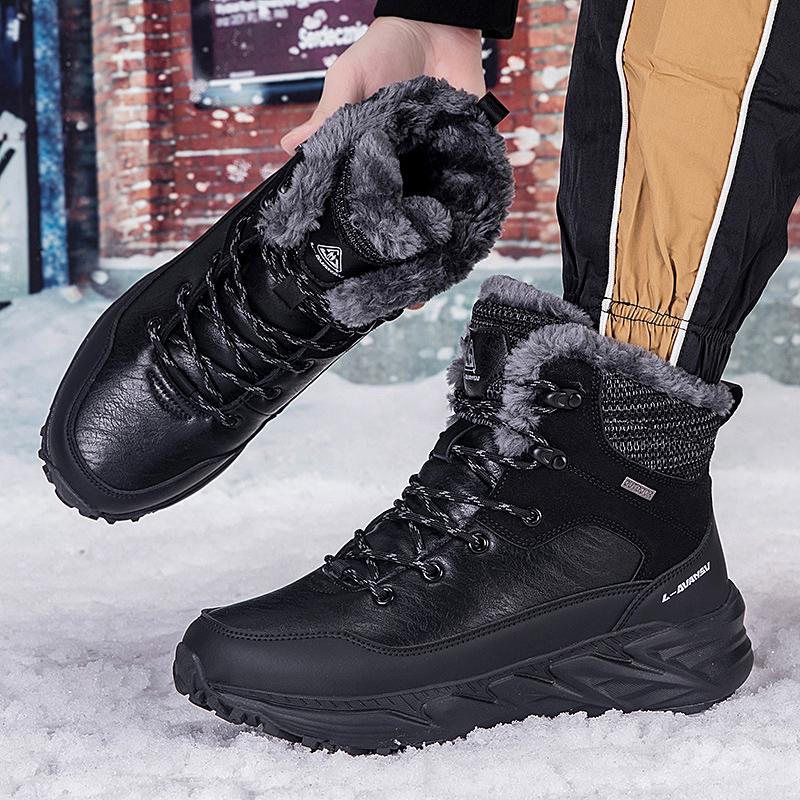 TUINANLE Tênis Masculinos de Cano Alto Impermeáveis de Algodão Sapatos Femininos com Forro Quente de Veludo para Uso Externo no Inverno