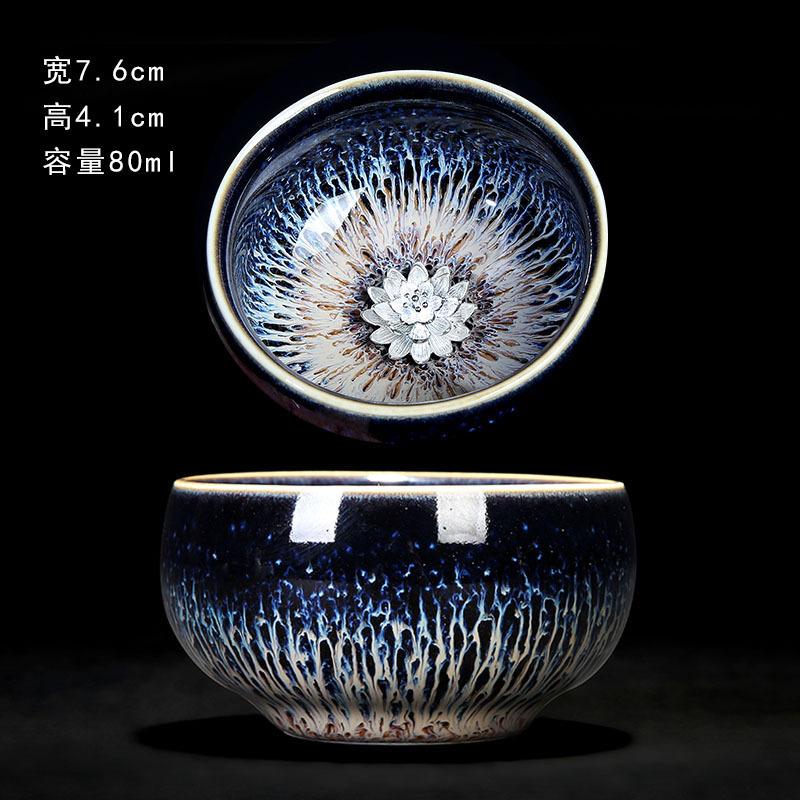 Colorful Tenmokus Tea Cup Fancy Jianzhan Ceramic Teacup Petal Shaped Chinese Style Small Tea Bowl teaware cup