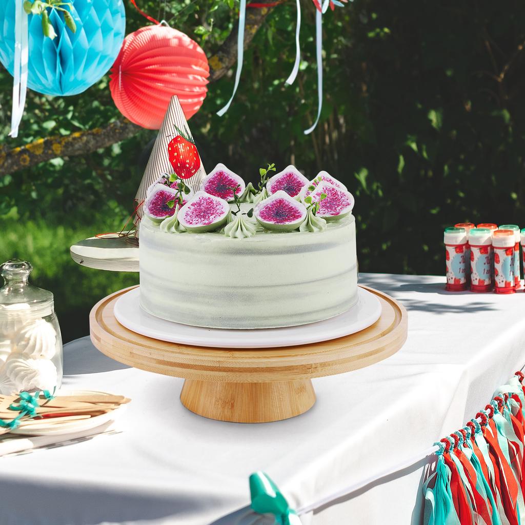 Wood Cake Plate with Clear Dome Lid Non-slip Pastry Stand Wooden Pedestal Stand for Cheese Chips Fruit Platter