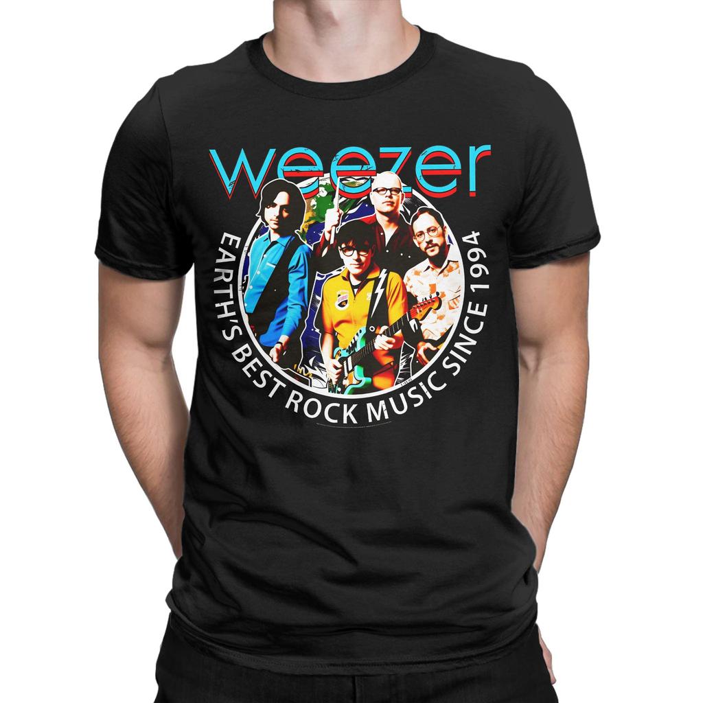 Weezer Band Mens T Shirts Novelty Tee Shirt Short Sleeve Round Neck TShirts Pure Cotton Big Size Clothing