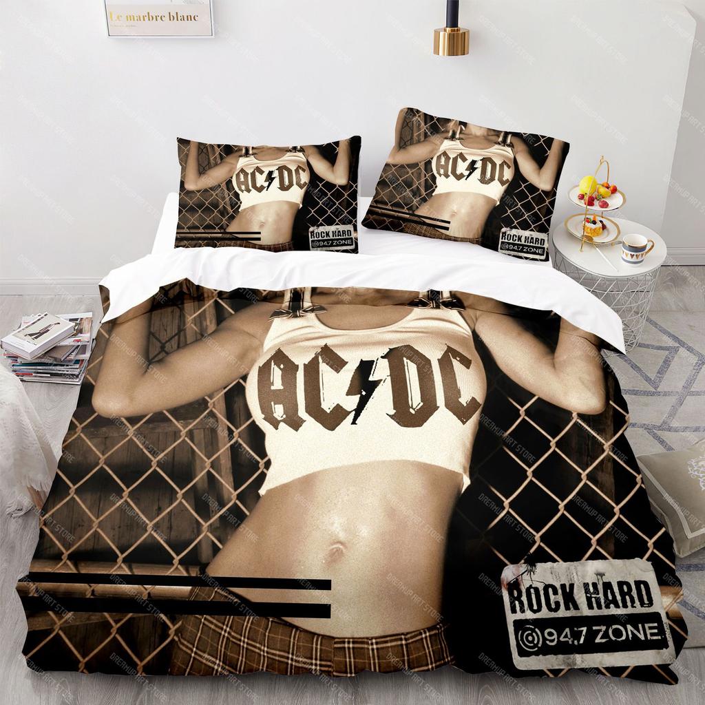 Ac Dc Pościel Muzyczna Zespół Rockowy AC DC Zestaw Pościeli Drukowany 3D Miękka Poszewka na Kołdrę Rozmiar Jednoosobowy Podwójny Queen King Poszewka na Kołdrę Pościel