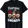 Hangin With My Gnomie Leopard Women Christmas Gnome Buffalo T-Shirt