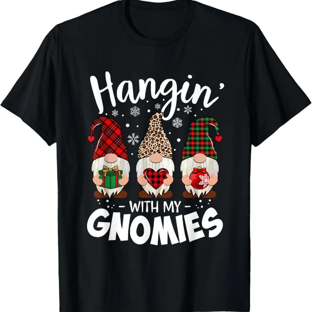 

Hangin With My Gnomie Leopard Women Christmas Gnome Buffalo T-Shirt XXXXXL чёрный