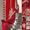 Chinese Wedding Double Happiness Stair Decor Set - Stickers, Flowers, Banners, Lanterns