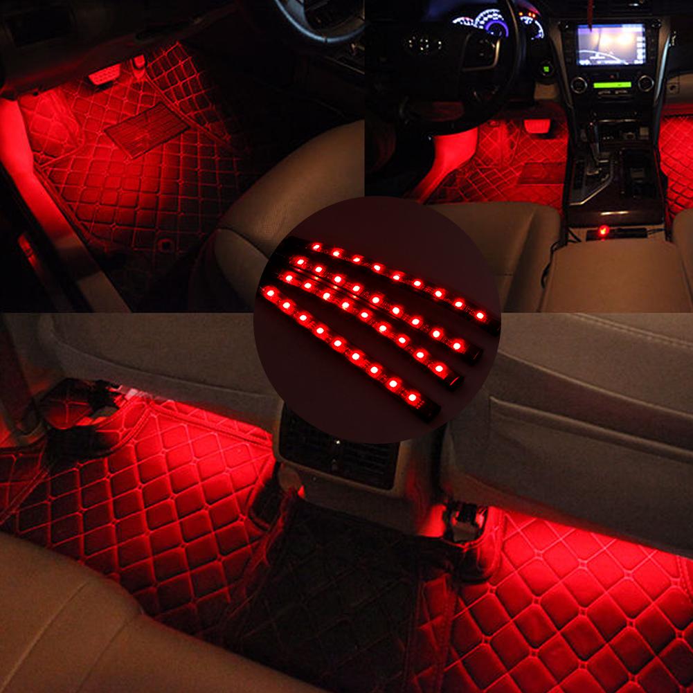 RGB LED Atmosphere Lamp Light Strips Remote Control Colorful Car Interior Decoration