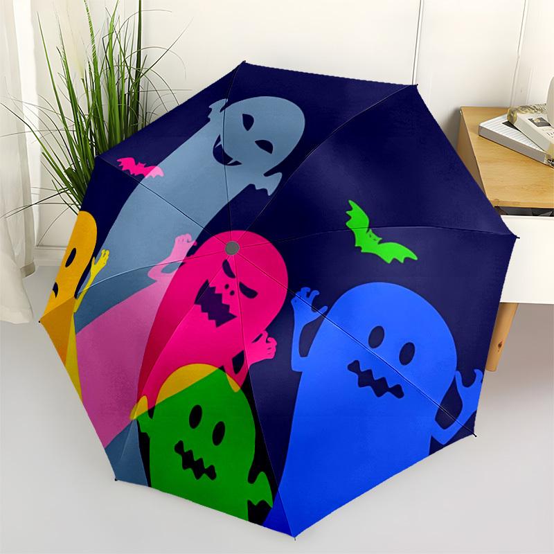 1pc Ghost Halloween Automatic Open/Close Umbrella, Windproof, Folding Compact Umbrella with Lightweight Design for Women/Men060