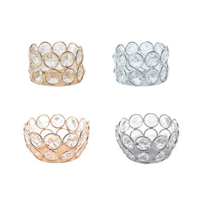 Crystal Votive Metal Candle Holder for Table Tenterpiece Small Bowl Tealight Candle Stand for Wedding Desktops Decors